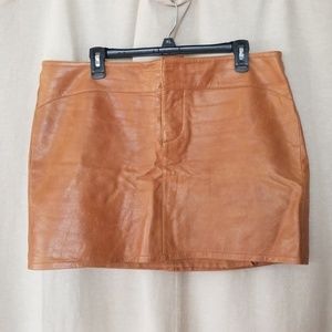 Vintage 90's Tan Leather Mini Skirt